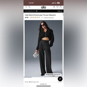 ALO Yoga Black High-Waist Wide-Leg Trousers